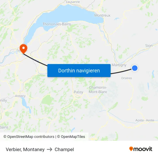 Verbier, Montaney to Champel map