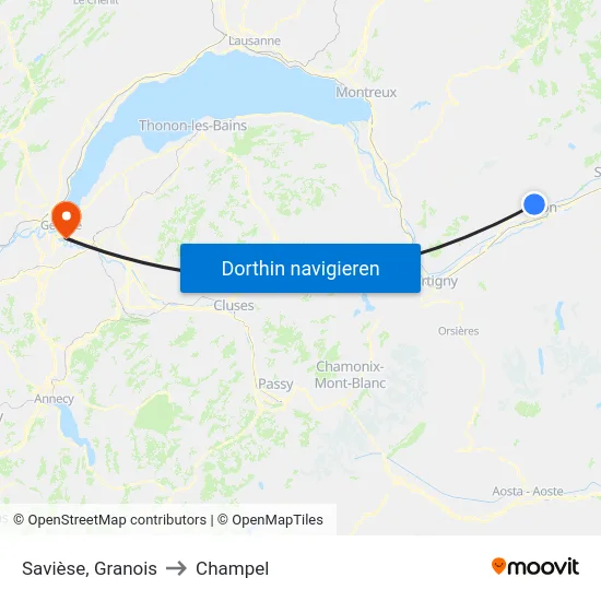 Savièse, Granois to Champel map