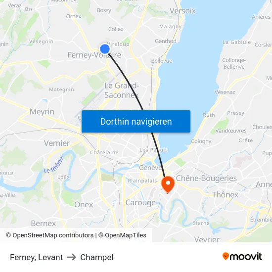 Ferney, Levant to Champel map