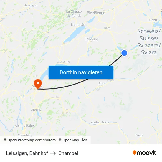 Leissigen, Bahnhof to Champel map