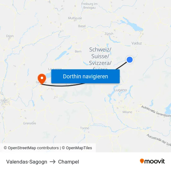 Valendas-Sagogn to Champel map