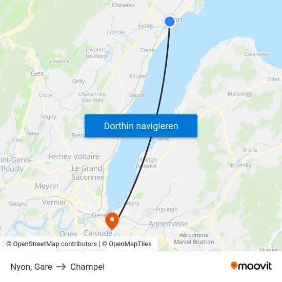 Nyon, Gare to Champel map