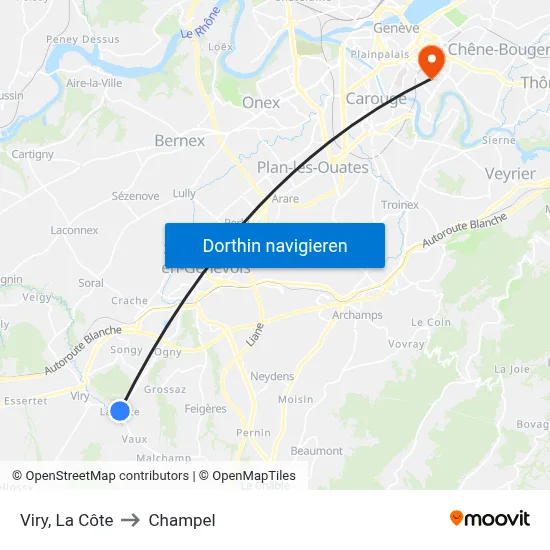 Viry, La Côte to Champel map