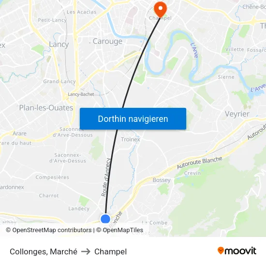 Collonges, Marché to Champel map