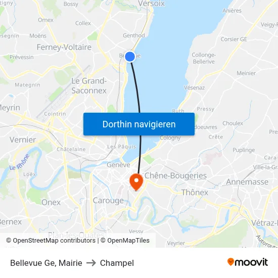 Bellevue Ge, Mairie to Champel map