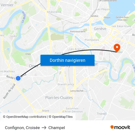 Confignon, Croisée to Champel map