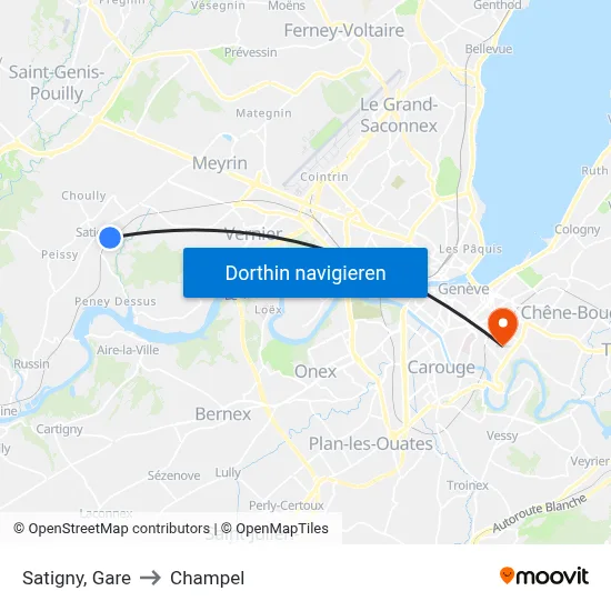 Satigny, Gare to Champel map