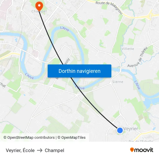 Veyrier, École to Champel map