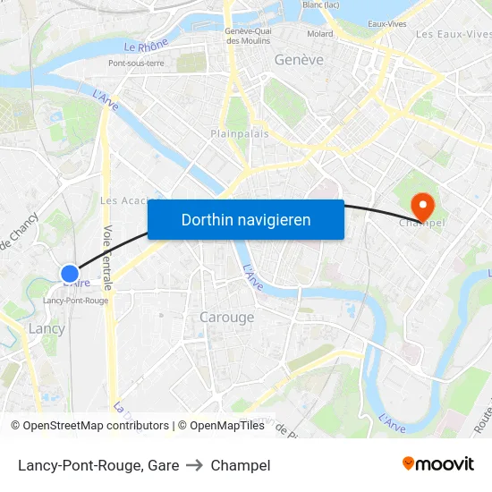 Lancy-Pont-Rouge, Gare to Champel map
