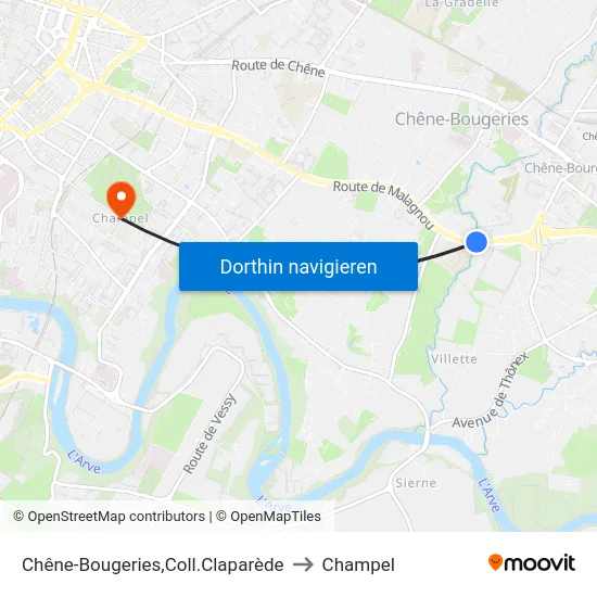 Chêne-Bougeries,Coll.Claparède to Champel map