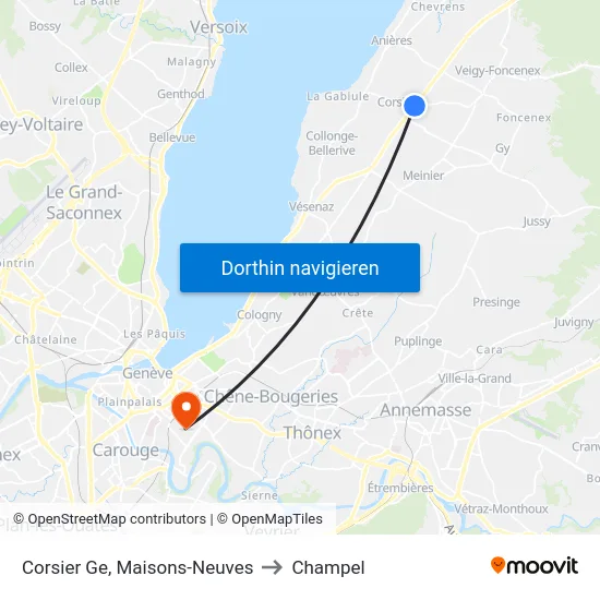 Corsier Ge, Maisons-Neuves to Champel map