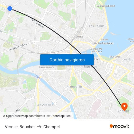 Vernier, Bouchet to Champel map