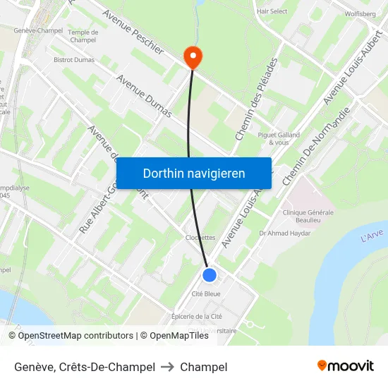 Genève, Crêts-De-Champel to Champel map