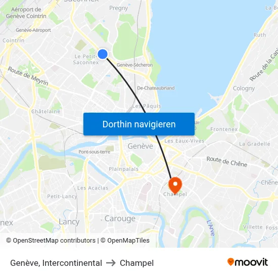 Genève, Intercontinental to Champel map
