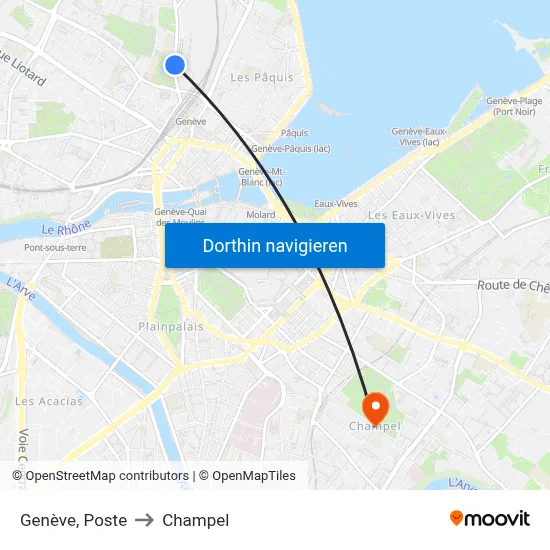 Genève, Poste to Champel map