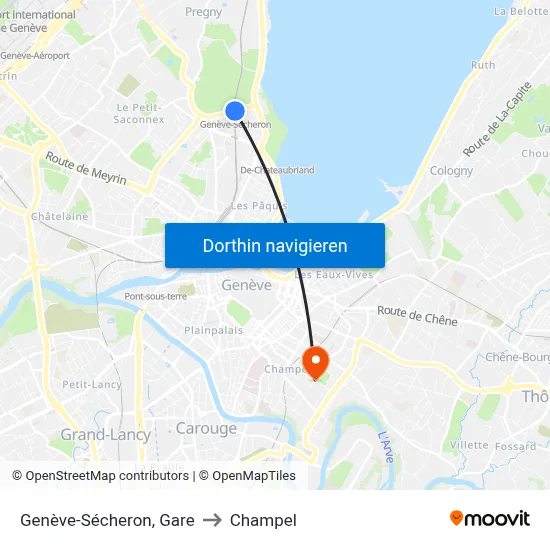 Genève-Sécheron, Gare to Champel map