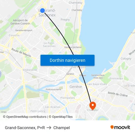 Grand-Saconnex, P+R to Champel map