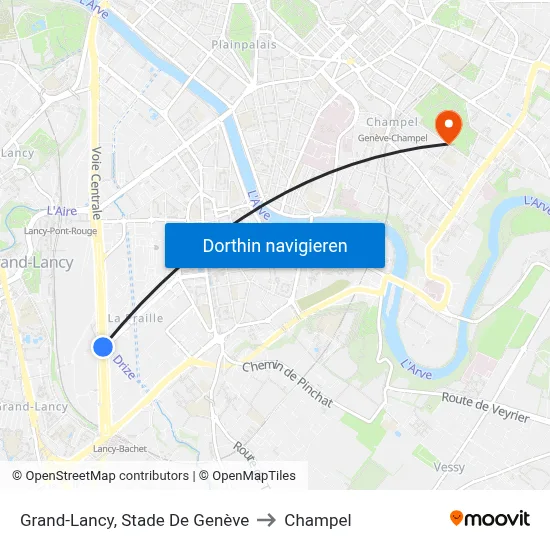 Grand-Lancy, Stade De Genève to Champel map