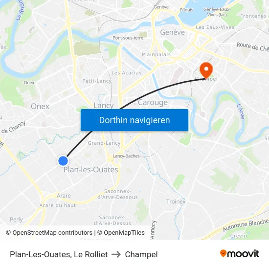 Plan-Les-Ouates, Le Rolliet to Champel map