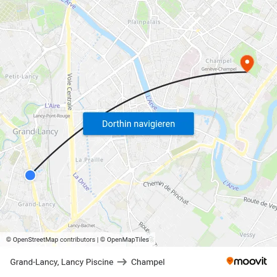 Grand-Lancy, Lancy Piscine to Champel map