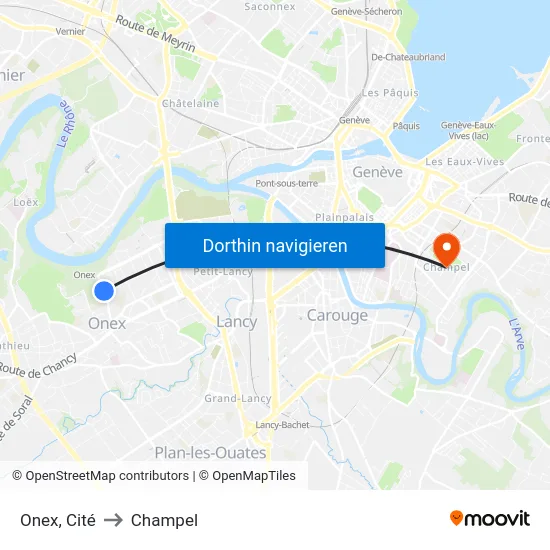 Onex, Cité to Champel map