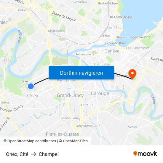 Onex, Cité to Champel map