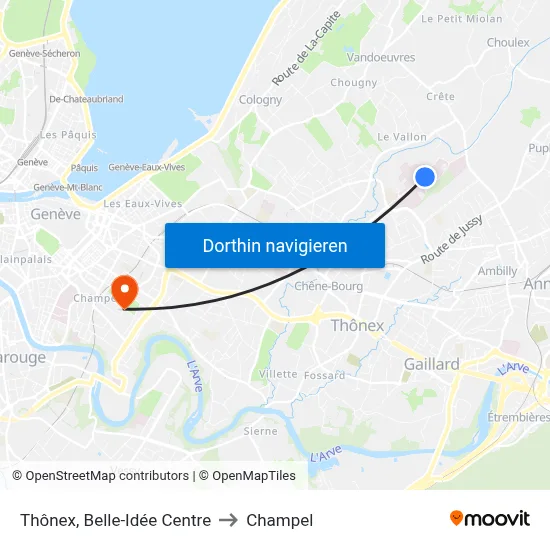 Thônex, Belle-Idée Centre to Champel map