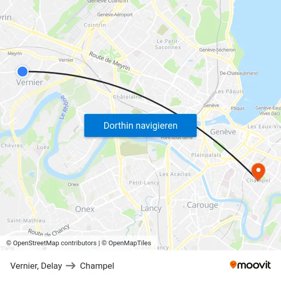 Vernier, Delay to Champel map
