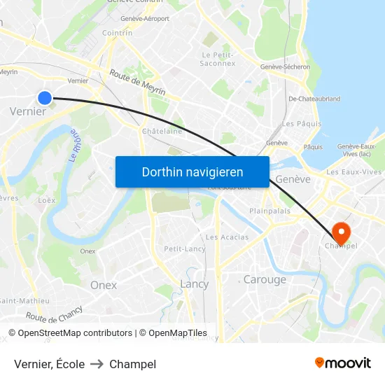 Vernier, École to Champel map