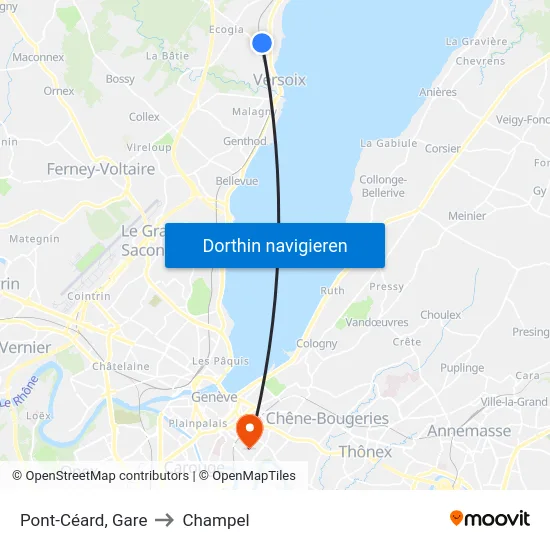 Pont-Céard, Gare to Champel map