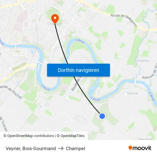 Veyrier, Bois-Gourmand to Champel map