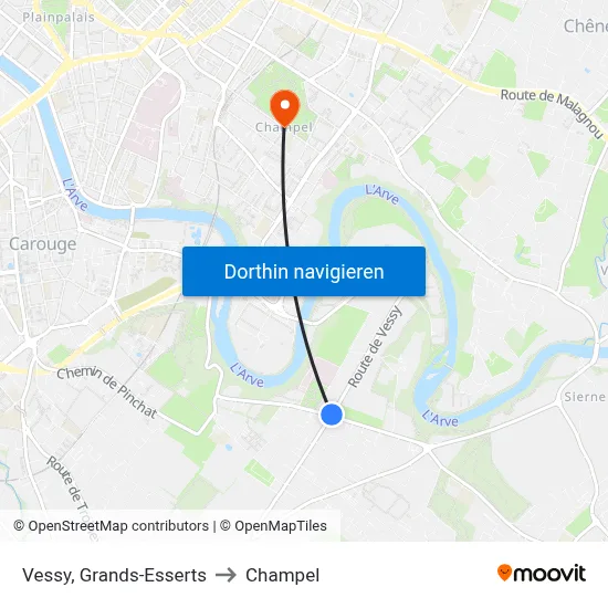 Vessy, Grands-Esserts to Champel map