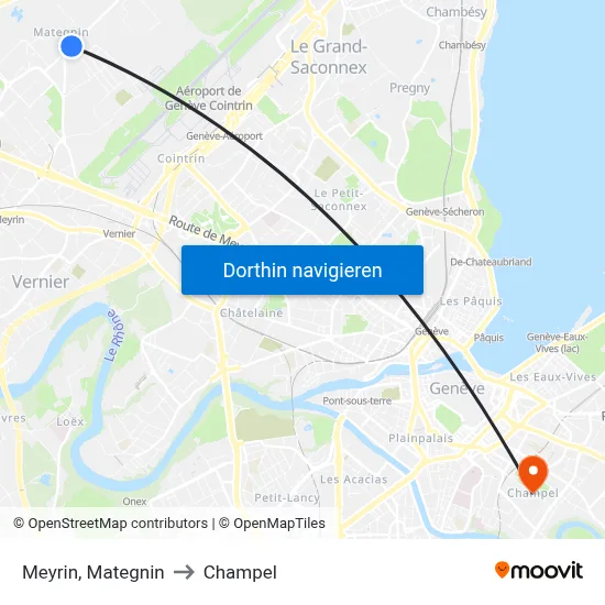 Meyrin, Mategnin to Champel map
