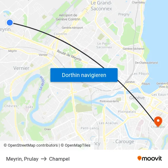 Meyrin, Prulay to Champel map