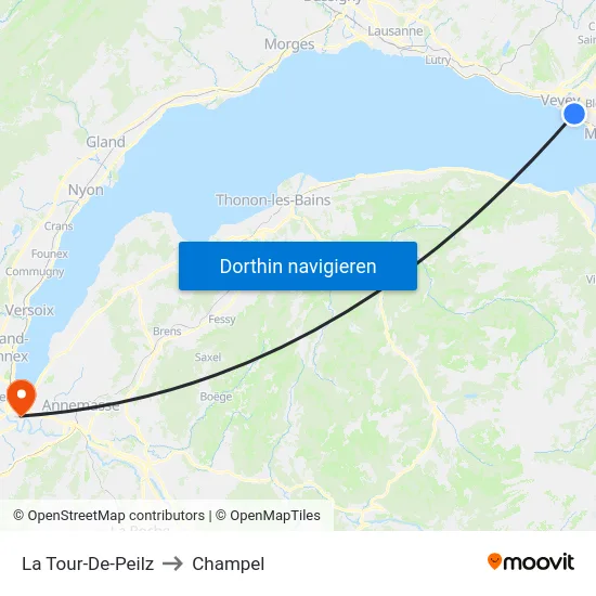 La Tour-De-Peilz to Champel map