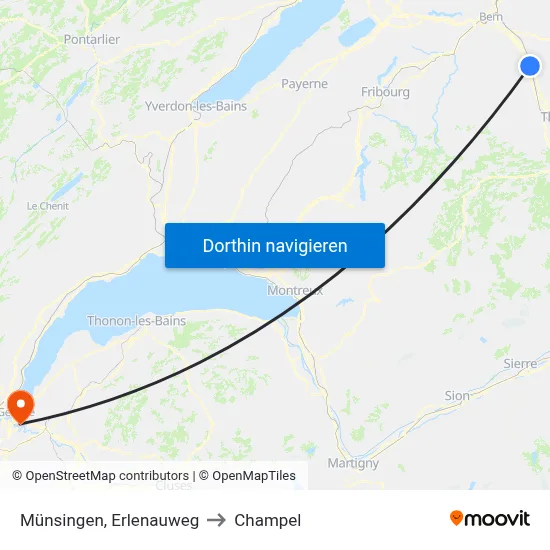 Münsingen, Erlenauweg to Champel map