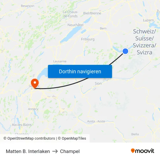 Matten B. Interlaken to Champel map