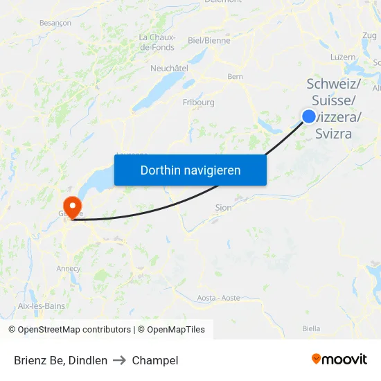 Brienz Be, Dindlen to Champel map