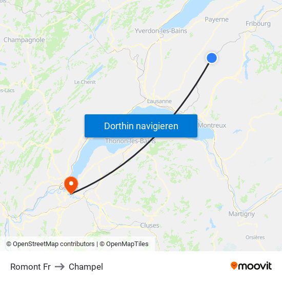 Romont Fr to Champel map