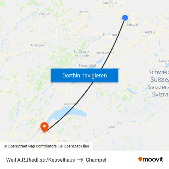 Weil A.R.,Riedlistr/Kesselhaus to Champel map