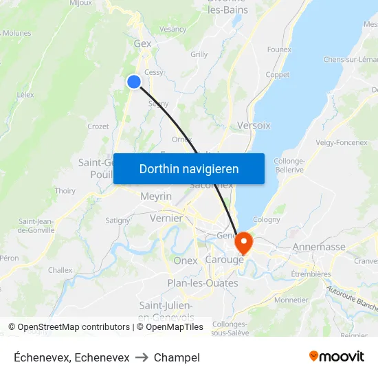 Échenevex, Echenevex to Champel map
