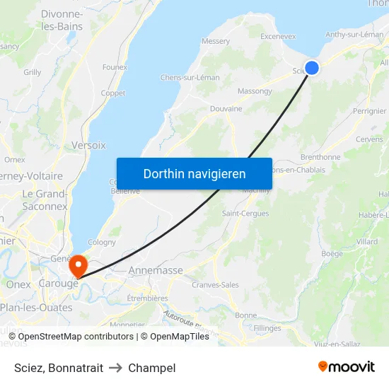 Sciez, Bonnatrait to Champel map