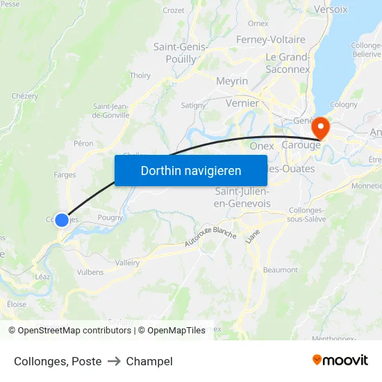 Collonges, Poste to Champel map