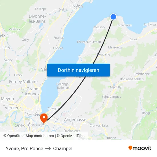 Yvoire, Pre Ponce to Champel map