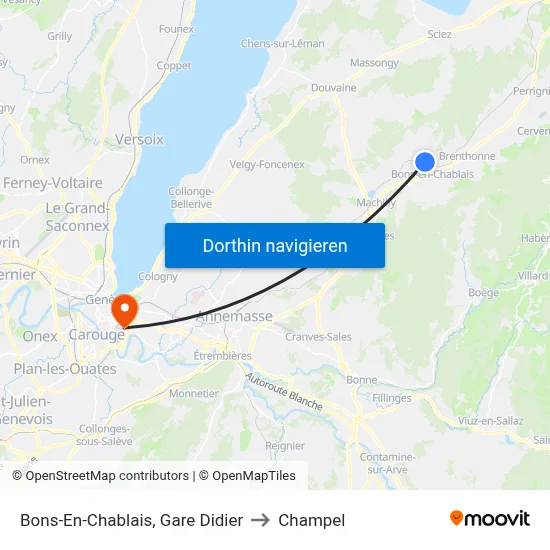 Bons-En-Chablais, Gare Didier to Champel map