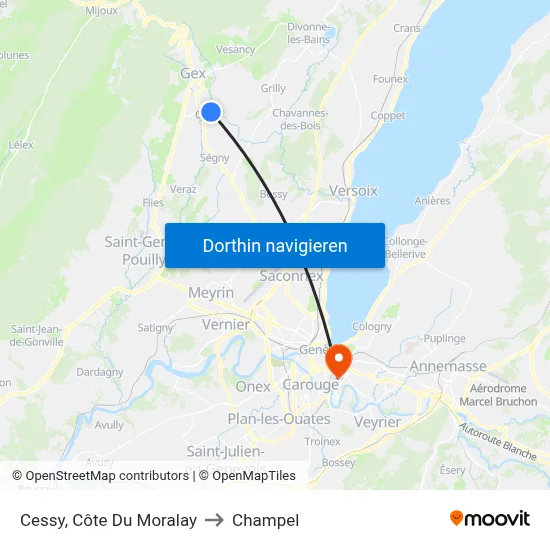 Cessy, Côte Du Moralay to Champel map
