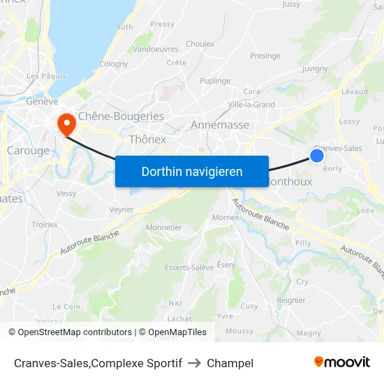Cranves-Sales,Complexe Sportif to Champel map
