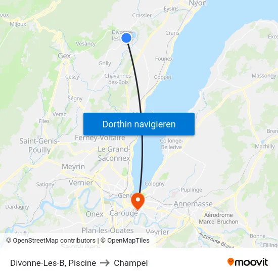 Divonne-Les-B, Piscine to Champel map