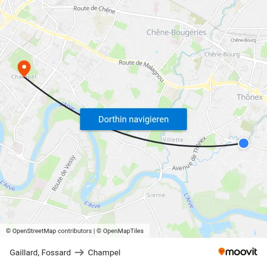Gaillard, Fossard to Champel map
