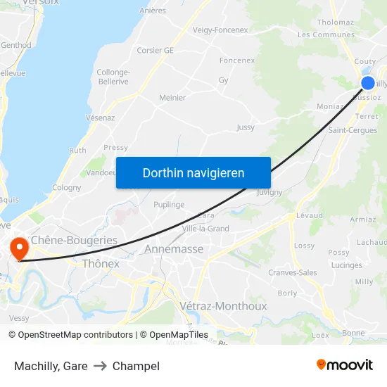 Machilly, Gare to Champel map